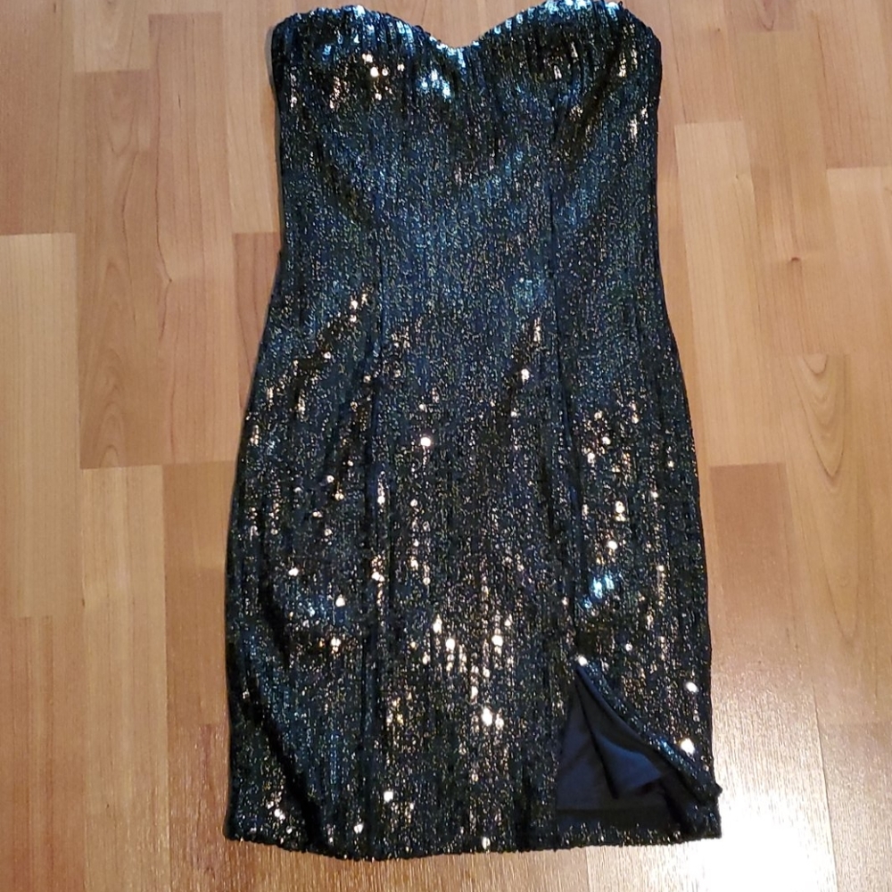 Free shipping. Black Sequence Dress